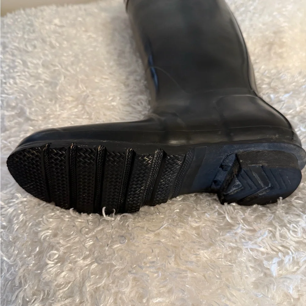 Hunter Black w/ Beige Patterned Interior Boots size 7M Excellent Used Condition - Picture 5 of 8